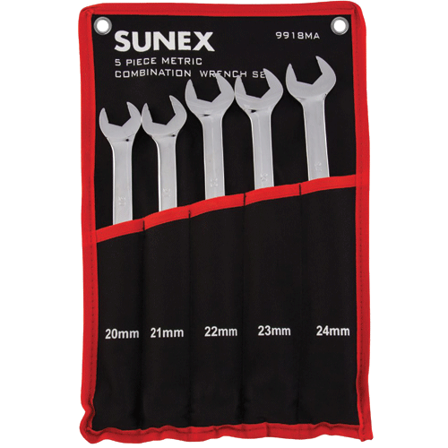 Picture of 5 Pc. Metric Full Polished V-Groove Combination Wrench Set