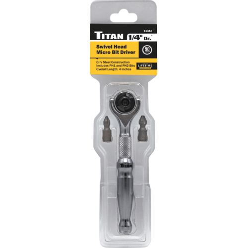 Picture of 1/4" Dr. 4" Swivel Head Micro Bit Driver