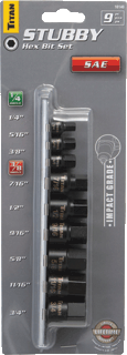 Picture of 9 Pc. Hex SAE Stubby Impact Bit Socket Set