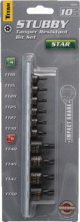 Picture of 10 Pc. Tamper Resistant Star Stubby Impact Bit Socket Set