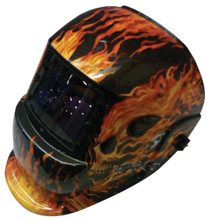 Picture of Solar Powered Auto Dark Welding Helmet, Flame Graphics