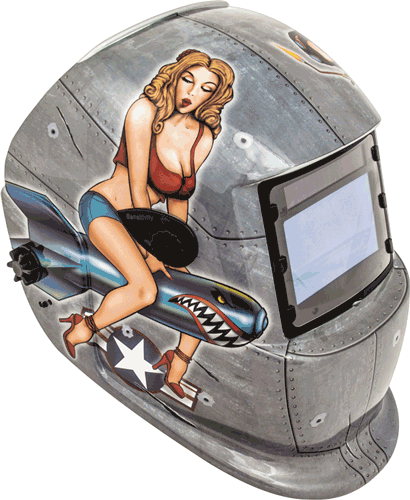Picture of Solar Powered Auto Dark Welding Helmet - Pin Up Girl