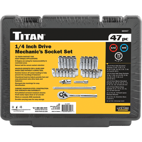Picture of 47 Pc. 1/4" Drive Mechanic SAE/MM Socket Set