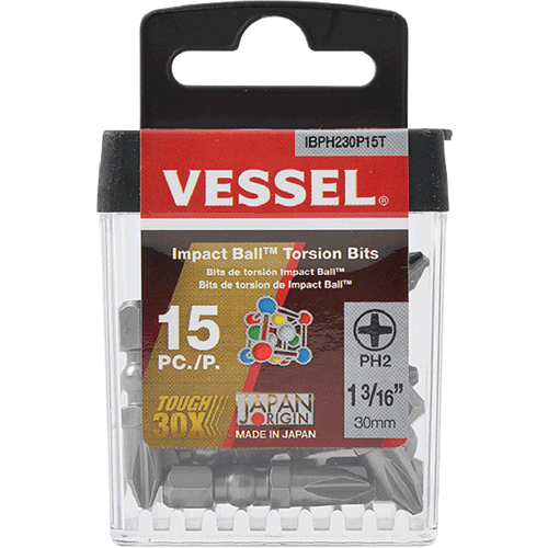 Picture of 15 Pc. Impact Ball PH2 Torsion Bits