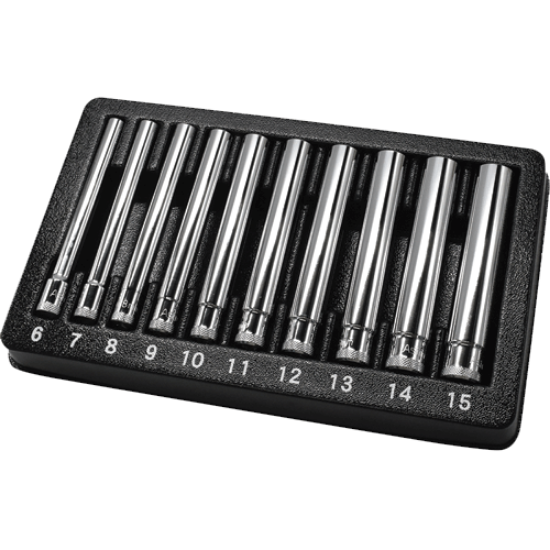Picture of 10PC 1/4" Drive Extra Deep Metric Socket Set 6-15mm