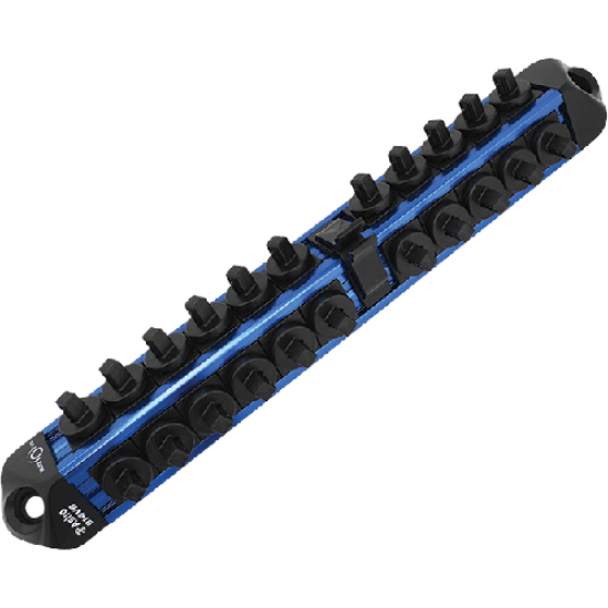 Picture of 1/4" Drive V12 Locking Magnetic Socket Organizer for 22 Sockets + Ratchet - Blue