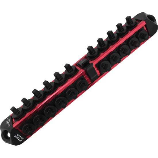 Picture of 1/4" Drive V12 Locking Magnetic Socket Organizer for 22 Sockets + Ratchet - Red