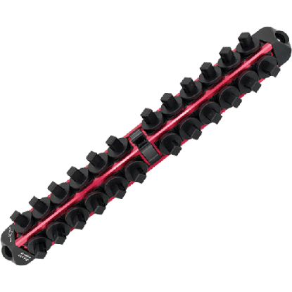 Picture of 3/8" Drive V12 Locking Magnetic Socket Organizer for 24 Sockets + Ratchet - Red
