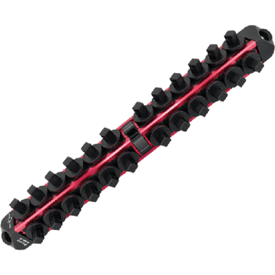 Picture of 3/8" Drive V12 Locking Magnetic Socket Organizer for 24 Sockets + Ratchet - Red