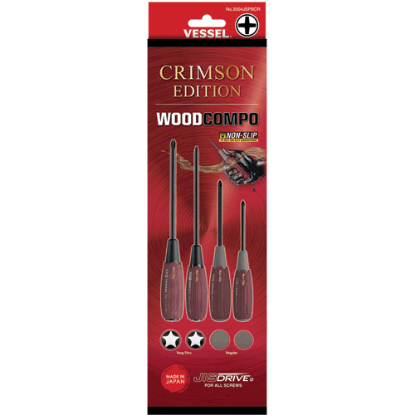 Picture of WOOD-COMPO JISDRIVE Screwdriver 4PC. Set Crimson Edition