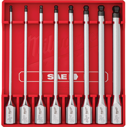 Picture of 8 Pc. 3/8" Drive Long Ball End Hex Bit Socket Set - SAE