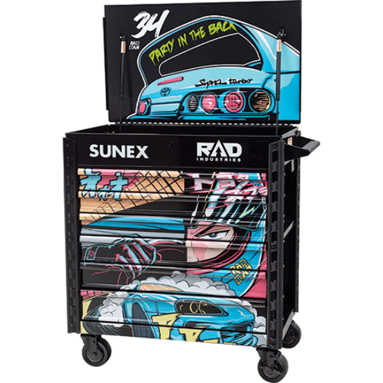 Picture of Rad Dan Manga Designed Black Premium Full 6 Drawer Service Cart