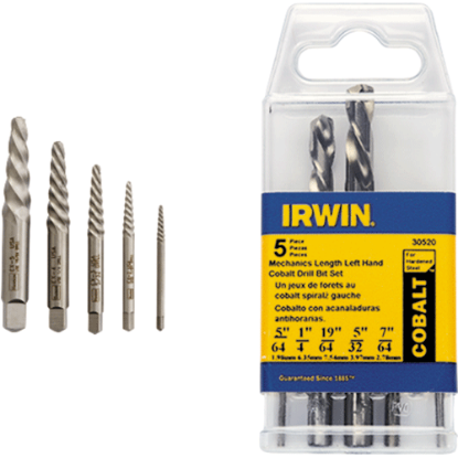 Picture of IRWIN 5 Pc. Left-Hand Mechanics Length Cobalt Alloy Steel Drill Bit Set