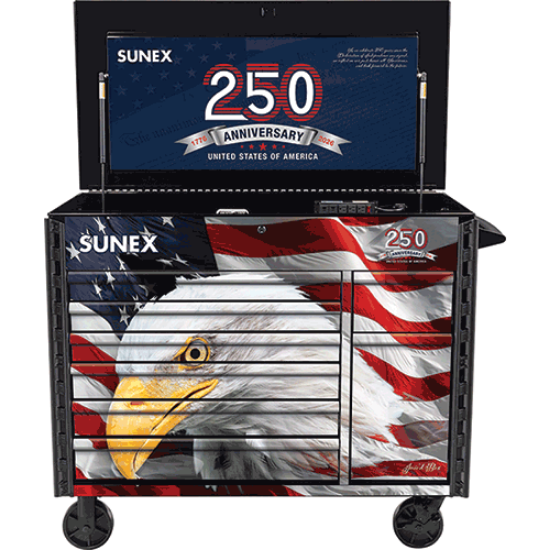 Picture of American Eagle 250th - Juic’d Box 50" 7 Drawer Powered Cart – Black