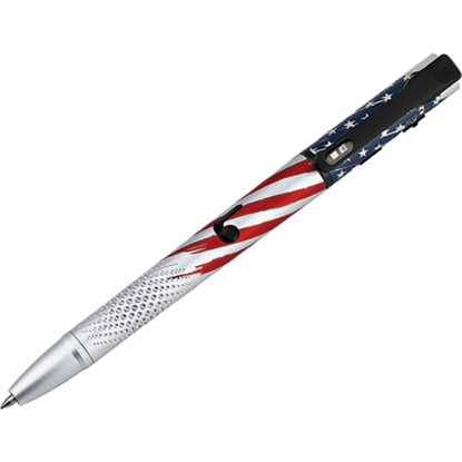 Picture of O’Pen 3 EDC Pen with Tip and Clip Lights and Green Laser Pointer, Stars & Stripes