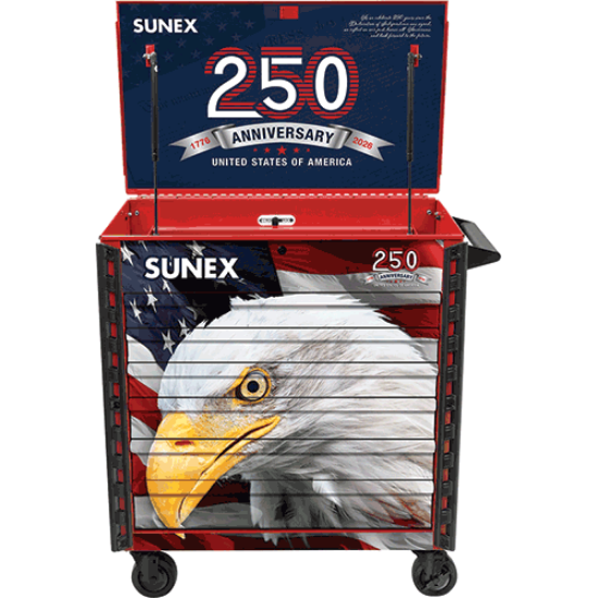 Picture of AMERICAN EAGLE 250th – 34" 6 DRAWER PREMIUM SERVICE CART – OLD GLORY RED