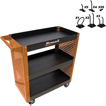 Picture of 30" 3 Tier Metal Service Cart with Tool Board Promo